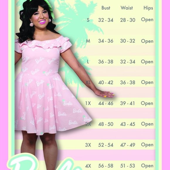Stitch Shoppe by Loungefly Barbie Palm Tree Logo "Lizzy" Date Night Dress Size L - Picture 7 of 8